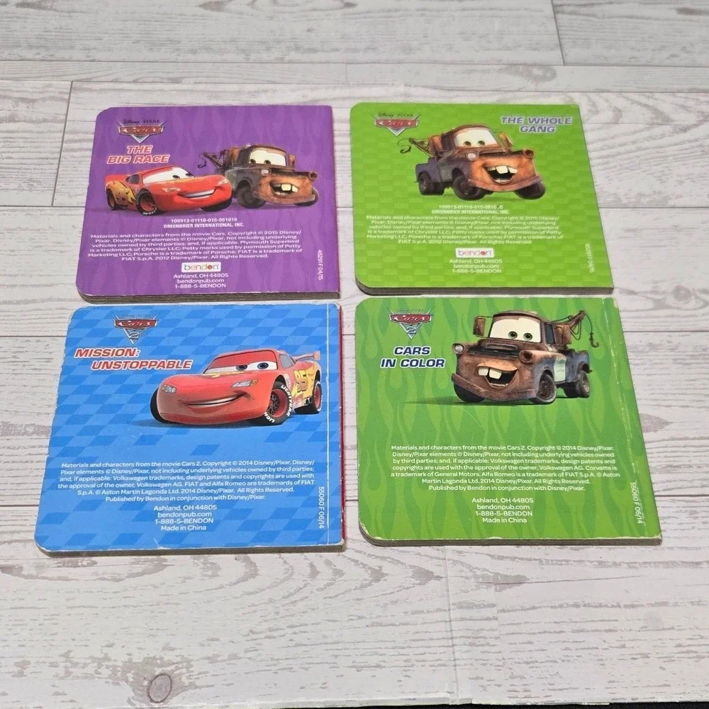 Disney Pixar Cars Board Book Set of 4 Lightning McQueen Mater Bendon Publishing